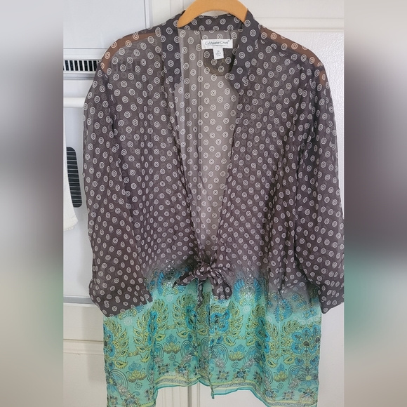 Clearwater Creek plus size, sheer, classy front tie top! - Picture 1 of 7